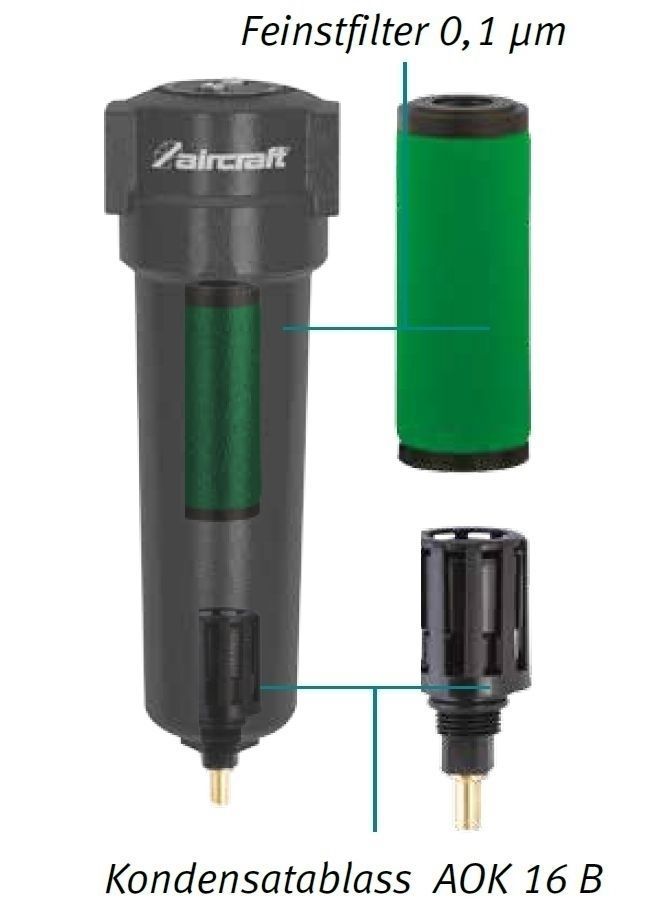 AIRCRAFT Druckluft-Feinstfilter ASF 0060 - 0,1 µm - 3/8" | 990 l/min