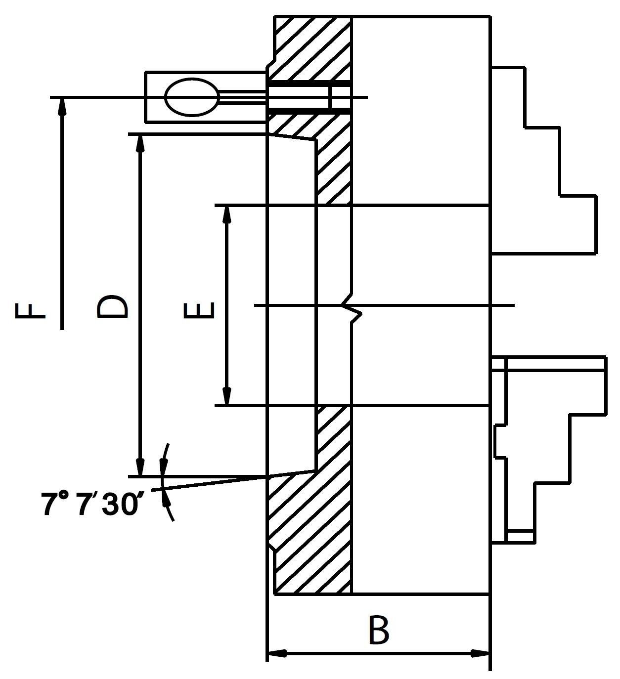 BISON Dreibacken-Drehfutter Ø 125 mm - 3544 | Stahl DIN 55029-4
