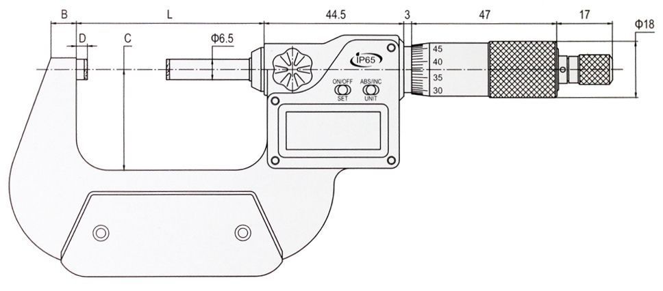 Digitale Bügelmessschraube 0-25 mm Steigung 2 mm