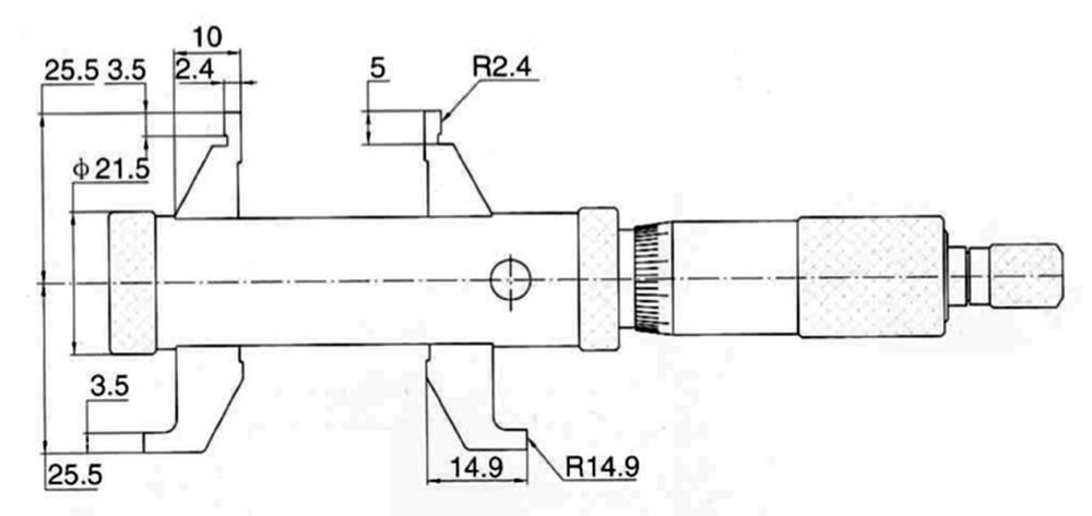 Innen-Messschraube mit Doppelschnabel 5-55 mm