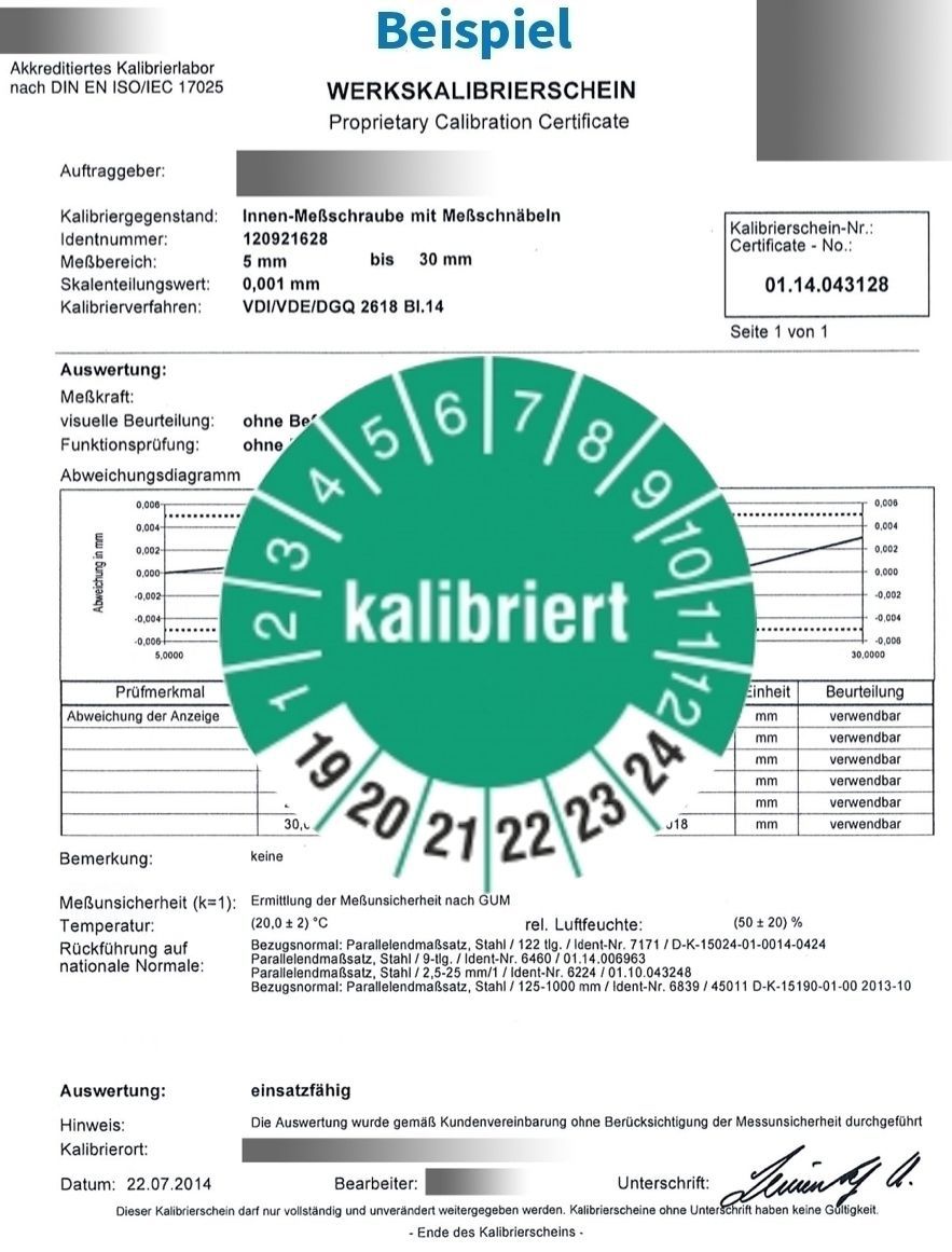 Kalibrierung Digitaler Dreipunkt-Innenmessschrauben-Satz 6-12 mm | 2 Köpfe / 1 Ring