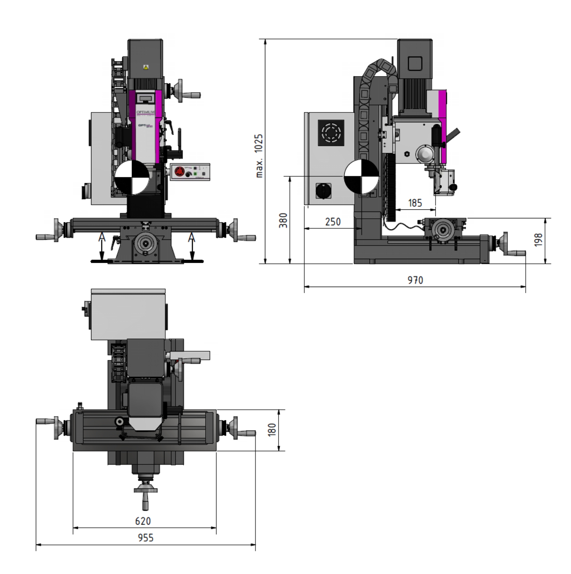 OPTIMUM Fräsmaschine MH 25 PV - Vario | Set PLUS